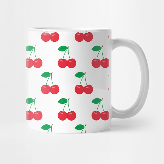 Red Cherries Pattern on White Background by Ayoub14